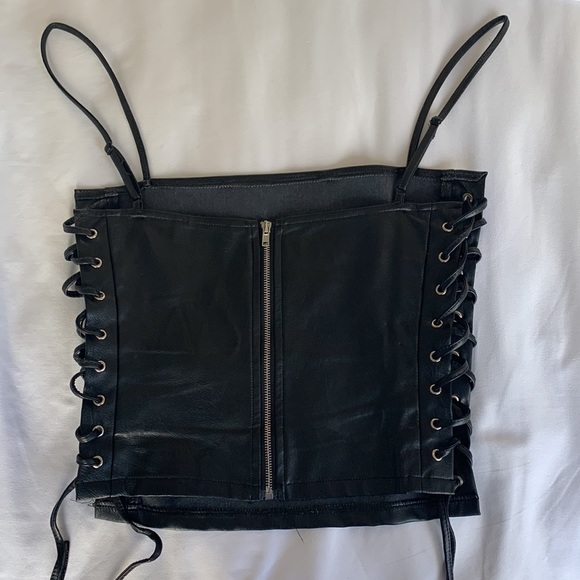 Revolve - by the way Leather Lace Up Top w/ Ties - Picture 4 of 11